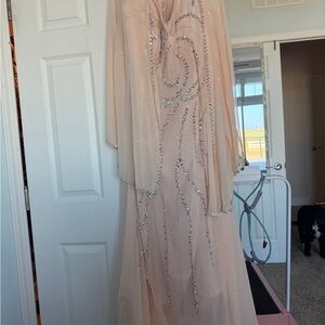 Elegant Blush Beaded Evening Dress